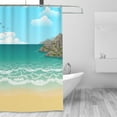 thumbnail image 3 of Nature Landscape Sun Pattern Shower Curtain, Beach Sea Sand Waterproof Bath Curtains for Bathroom Decorations, 72 x 72 inches, 3 of 7