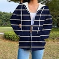thumbnail image 2 of QATAINLAV Womens Zip Up Jacket Fashion Stripe Printed Cute Hoodies Casual Long Sleeve Hooded Sweatshirt Coats with Pocket, Navy, M, 2 of 6