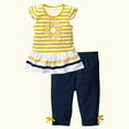 thumbnail image 4 of Atogsazn Baby Girl Summer Casual Clothes Set Kids Short Sleeve Striped Dress and Capris 2 Piece Set Outfits 1-2 Years A-Yellow on Clearance, 4 of 7