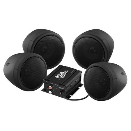 Boss Audio MCBK470B Black 1000W Motorcycle/ATV Sound System with Bluetooth Audio (Best Speakers For Atv)