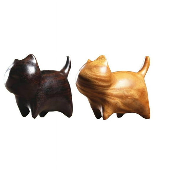 Wooden Cat Figurines Modern Style Decor Cute Statue Ornaments for Desk, Office Desktop, Gifts, , Living Room