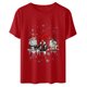 thumbnail image 4 of Puntoco Camiseta de cuello redondo para mujer Camiseta de manga corta con estampado de copo de nieve de enano navideño Puntoco Puntoco-9157, 4 of 8
