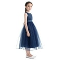 thumbnail image 2 of inhzoy Kids Girls High Waist Bridesmaid Princess Dress Sequins Flowy Girls Wedding Birthday Evening Pary Gowns A Navy Blue 10, 2 of 9