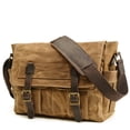 thumbnail image 2 of New Wax Canvas Splicing Men's Real-Leather Bag Vintage Men's Single-Shoulder Bag Fashion Computer Messenger Bag for men (Dark Gray), 2 of 7