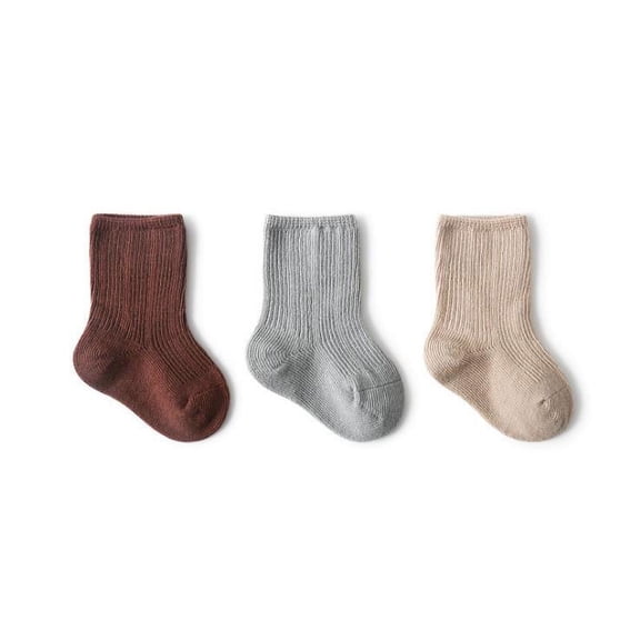 Laurenza's Baby Boys' Socks, Three Pack Brown/Gray/Beige 0-6M