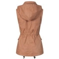 thumbnail image 4 of Made by Olivia Women's Drawstring Lightweight Loose Fit Sleeveless Vest Utility Jacket Taupe 1XL, 4 of 4
