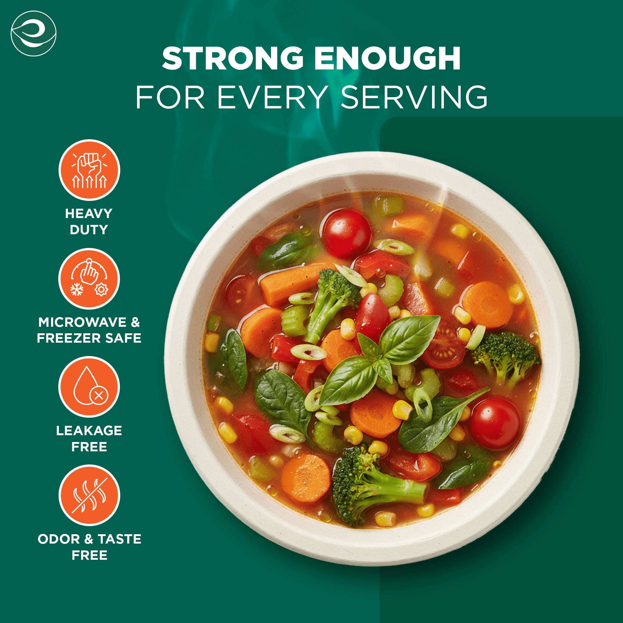 EcoSoul Compostable Bowls, 16 oz Pearl White Sugarcane Bagasse Bowls, Heavy-Duty Disposable Bowls for Soup, Salad and Snacks, Microwave-Safe, 125 Count