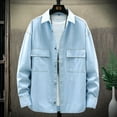 thumbnail image 2 of Men's Shirt Jackets Fashion Simple Cotton Solid Pocket Cardigan Button Sweater Shirt, 2 of 4