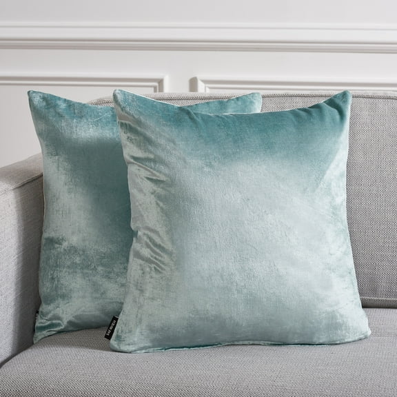 SAFAVIEH Davina Solid Pillow, 22" x 22", Aqua, Set of 2