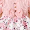 thumbnail image 7 of Newborn Onesies Girl Infant Girl Long Sleeve Flower Print Bowknot Bodysuit Dress with Headband Baby Boy Romper Pink 9-12 Months, 7 of 7