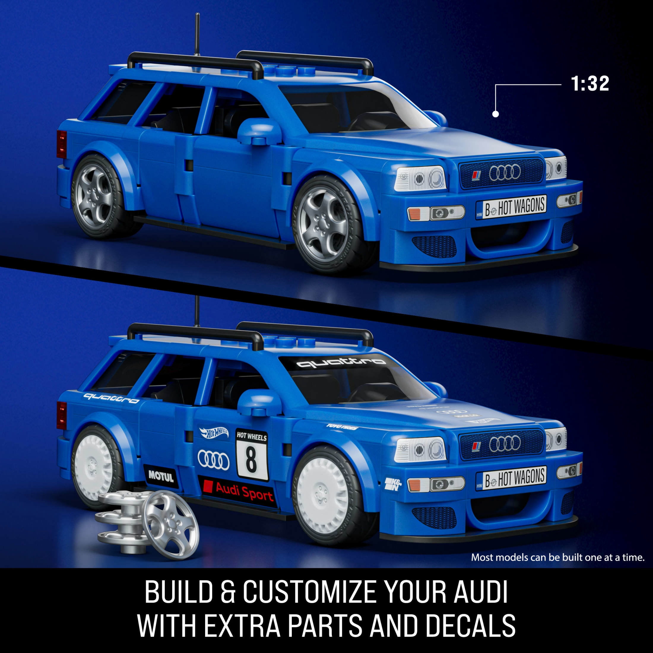 Mattel Brick Shop Hot Wheels '94 Audi Avant RS2 Building Toy Kit (253 Pieces), for Collectors