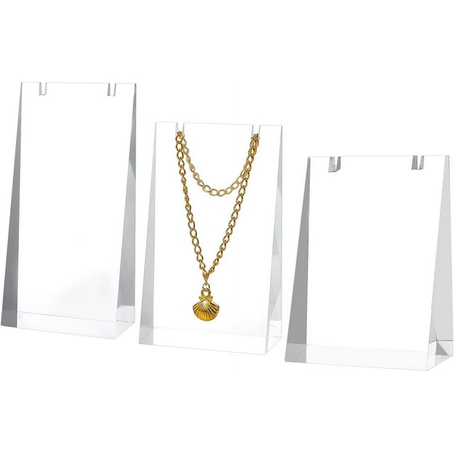 3 soportes de acrílico para collares, expositores de joyas transparentes en forma de A, expositores de acrílico para pendientes, organizador de collares y soportes de marketing.