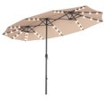 thumbnail image 3 of Patiojoy 15' Outdoor Solar LED Patio Double-Sided Market Umbrella Beige, 3 of 10