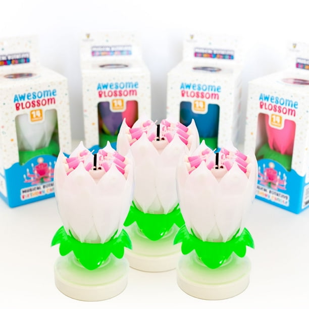 Awesome Blossom 14 Candle Musical Lotus Flower Birthday Candle that