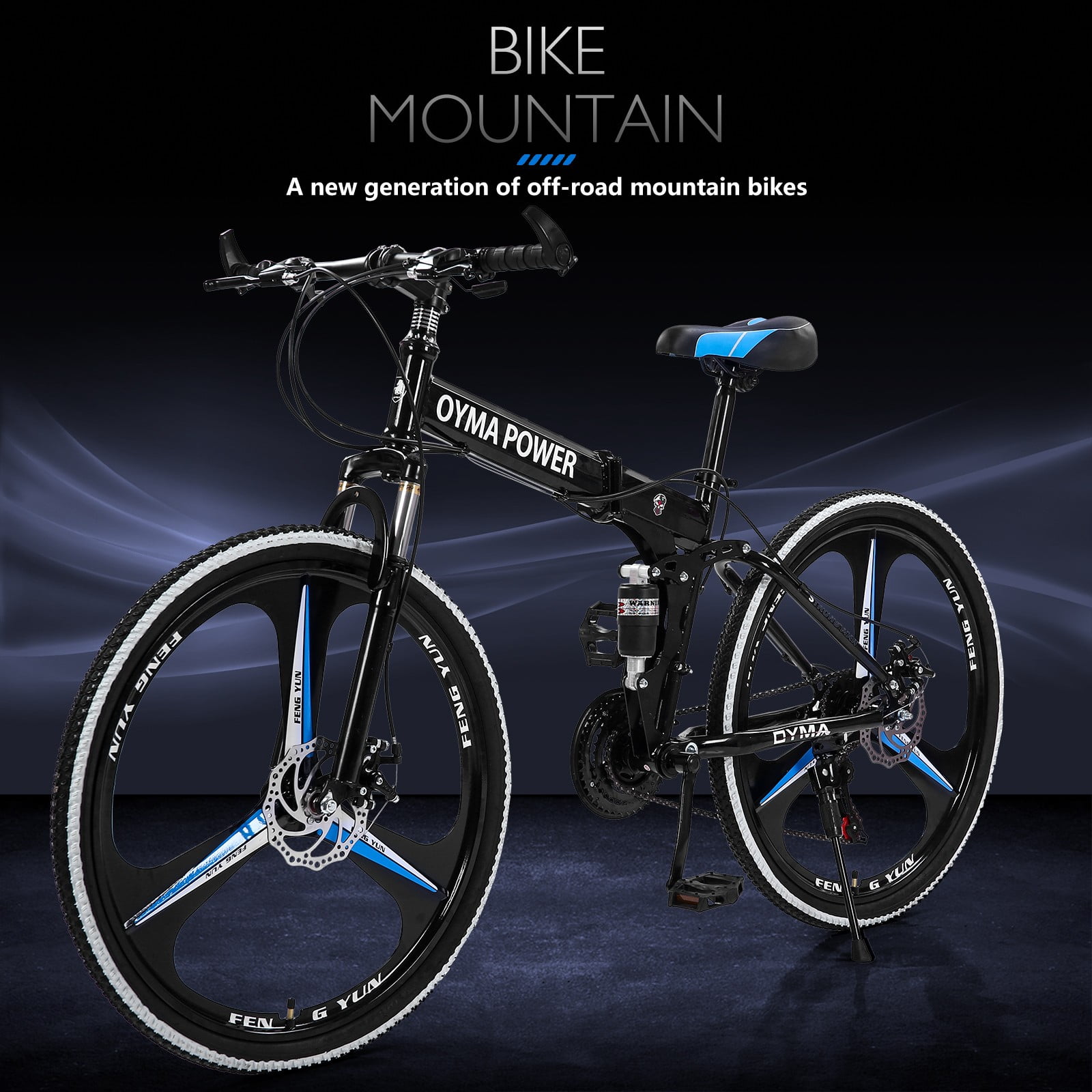 Ridgeyard 21 Speed 26 in Folding Mountain Bike Bicycle Full Suspension MTB Bikes 