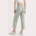 thumbnail image 6 of Tnhcen Women's Casual High Waisted Elastic Waist Wide Leg Cropped Trousers Pocket Pants Loose Fit Comfortable Streetwear S-XL Stretch Ankle Pants, 6 of 6