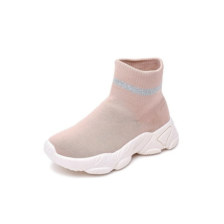 

Avamo Unisex Warm Ankle Boot Platform Elastic Bootie Comfort Sock Boots Boys Girls Short Booties Kids Non-slip Plush Lined Fashion Shoes Pink 12C