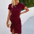 thumbnail image 2 of Leutsin Robe Maxi Décontractée pour Femmes d'Été à Fente, Manches Courtes, Col Rond, Grande Taille, 2 of 6