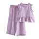 thumbnail image 3 of Top de Encaje de Manga Corta con Pantalones Acampanados, Lindo Conjunto de Dos Piezas para el Conjunto de Pantalones Cortos de Bebé, Poliéster Suave para el Sueño Y el Ocio Diario, 3 of 6