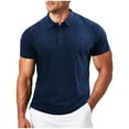 thumbnail image 1 of Mens Workout Shirts Stretch Fit Moisture Wicking Summer Gym Shirts Button Up Short Sleeve Muscle Running Athletic Tops, 1 of 5