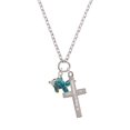 thumbnail image 2 of Delight Jewelry Silvertone Blue Tropical Fish with Yellow Fins Be Strong and Courageous Engraved Cross Zoey Necklace, 28", 2 of 4
