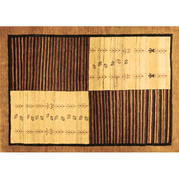 Ahgly Company Indoor Rectangle Abstract Brown Contemporary Area Rugs, 2' x 3'