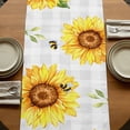 thumbnail image 5 of Sunflowers Bees 90 Inch Table Runner, Grey Check Sunshine Watercolor Floral Farmhouse Dresser Scarf Cotton & Linen Tablerunner for Dining/Kitchen Island/Holiday Party Décor 13" x 90", 5 of 9