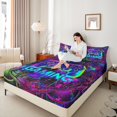 thumbnail image 2 of Castle Fairy Gradient Gamer 4 Pieces Queen Sheet Sets,Video Game Ultra Soft Flat Sheet,Graffiti Splash Queen Fitted Sheet,Ultra Soft Abstract Home Decor, 2 of 7