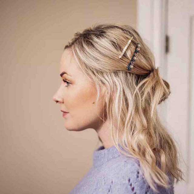 Fiudx Horquilla Diamantes Imitación para Mujer, Horquilla de Verano para Flequillo En La Frente, Artefacto para Cabello Roto, Clip Lateral
