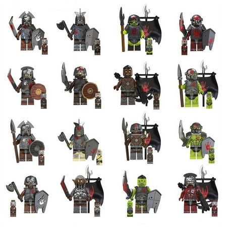32Pcs The Lord of the Rings Medieval Knights Mini Building Figures Toy Sets, Ancient Military Armor Orcs Soldiers Building Blocks Action Figures Birthday Gifts for Kids and Fans