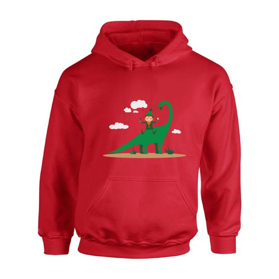 Awkward Styles Leprechaun and Dinosaur Hooded Sweatshirt St. Patrick's Day Hoodies Unisex Saint Patrick Hooded Sweater Dinosaur Gifts for Women and Men Irish Clover Gifts Cute Lucky Irish Hoodie