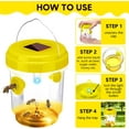 thumbnail image 3 of 6 Packs 6 Pack Wasp Trap Solar Powered Bee Trap Reusable Fly Traps Outdoor Hanging Wasp Killer with UV LED Light Flying Insects Bee Killer for Indoor Outside Patio Garden Home (Yellow), 3 of 7