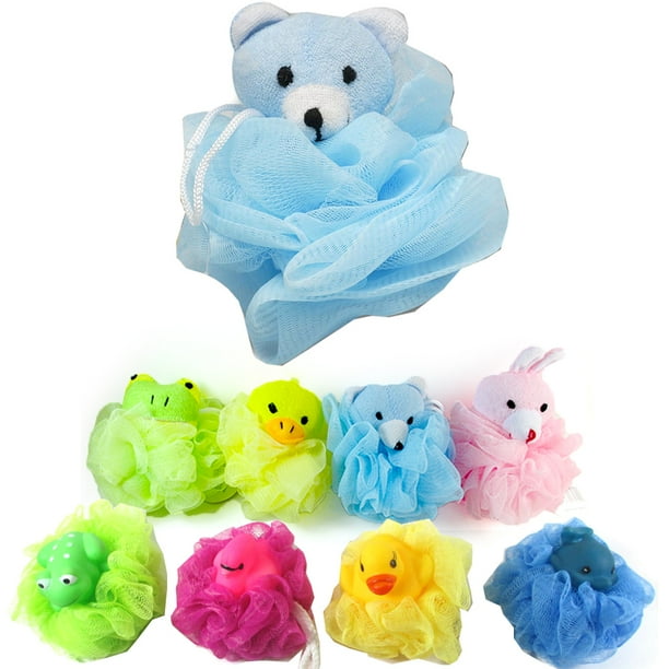 4 Kids Mesh Sponges Bath Sponge Scrub Stuffed Animal Shower Loofah Toy