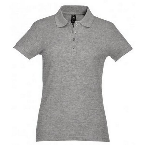 SOLS - Polo de piqué modelo Passion de manga corta para mujer (Gris piedra)