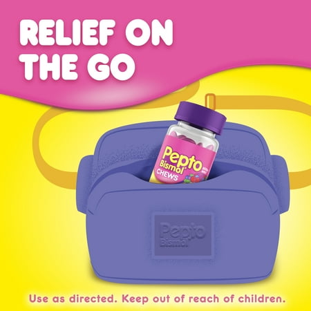 Pepto Bismol Chews, Over-the-Counter Medicine, Nausea and Indigestion Relief, Berry Mint, 24 Ct
