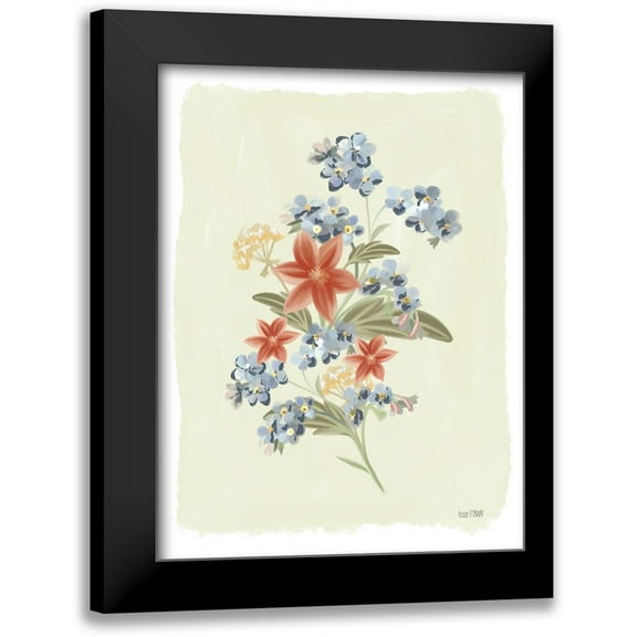 House Fenway 12x14 Black Modern Framed Museum Art Print Titled - Forget Me Not Floral