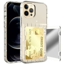 iPhone 12 Pro Max Wallet Case - Dteck Card Holder Cover with Hidden Mirror Dual Layer Shockproof Heavy Duty Protection All-Round Armor Protective Case for iPhone 12 Pro Max, Glitter Transparent