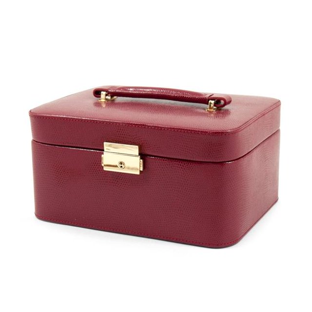 Bey-Berk International BB534RED Red Lizard Leather Jewelry Box for 3 Watches