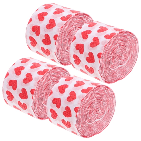 4 Pieces Multi Paper Heart Shaped Crepe Garland for Romantic Home Valentine's Day