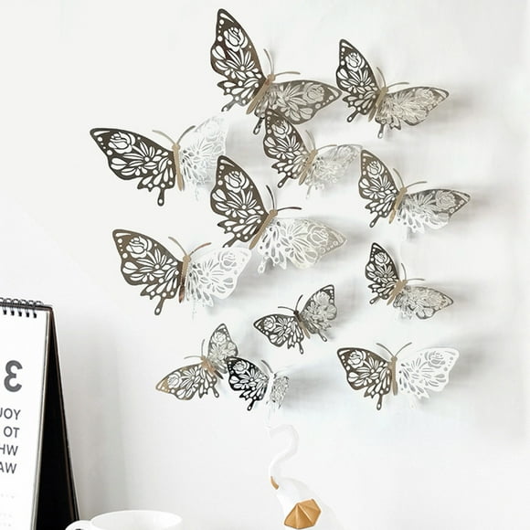 asddcavvf 12PC 3D Hollow Wall Décor 3 Sizes Hollow Carving Exquisite Design, Party Cake Decorations Wall Carpet Tiles for Bedroom