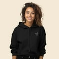 thumbnail image 3 of Dalix Black Cat Embroidered Fleece Cropped Hoodie Cold Fall Winter Women in Black L Large, 3 of 5