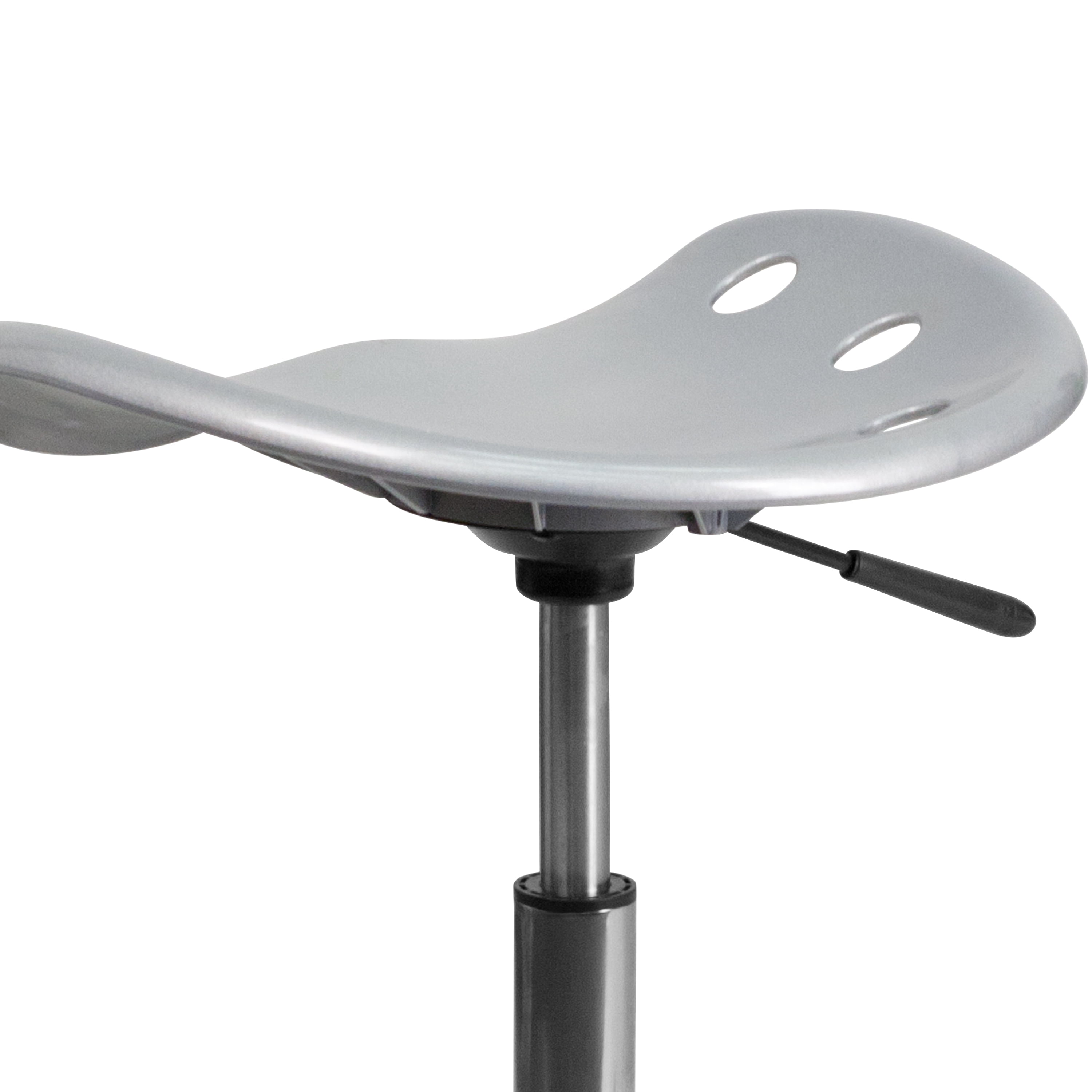 Flash Furniture Vibrant Silver Tractor Seat and Chrome Stool
