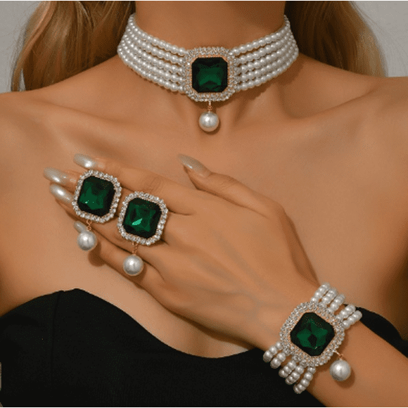 Set de pulsera y accesorio de collar BJR Retro Colorido para mujer