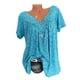 thumbnail image 4 of Camiseta de mujer con cuello en V, manga corta, camiseta de verano informal estampada, azul, L Vogacara AP001653-43, 4 of 6