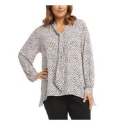 KAREN KANE Womens Pink Animal Print Long Sleeve Blouse Plus Size: 2X