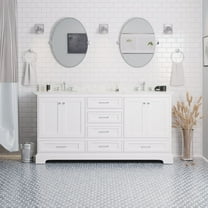 Harper 72" Double Bathroom Vanity with White Cabinet and Engineered Marble Top
