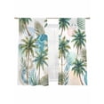 thumbnail image 7 of Tropical Plant Sheer Curtains 72 Inch Length 2 Panels Set, Summer Watercolor Boho Green Palm Trees Voile Window Treatment Rod Pocket Curtains Sheers Drapes for Bedroom/Living Room/Kitchen 52"x72"x2, 7 of 7