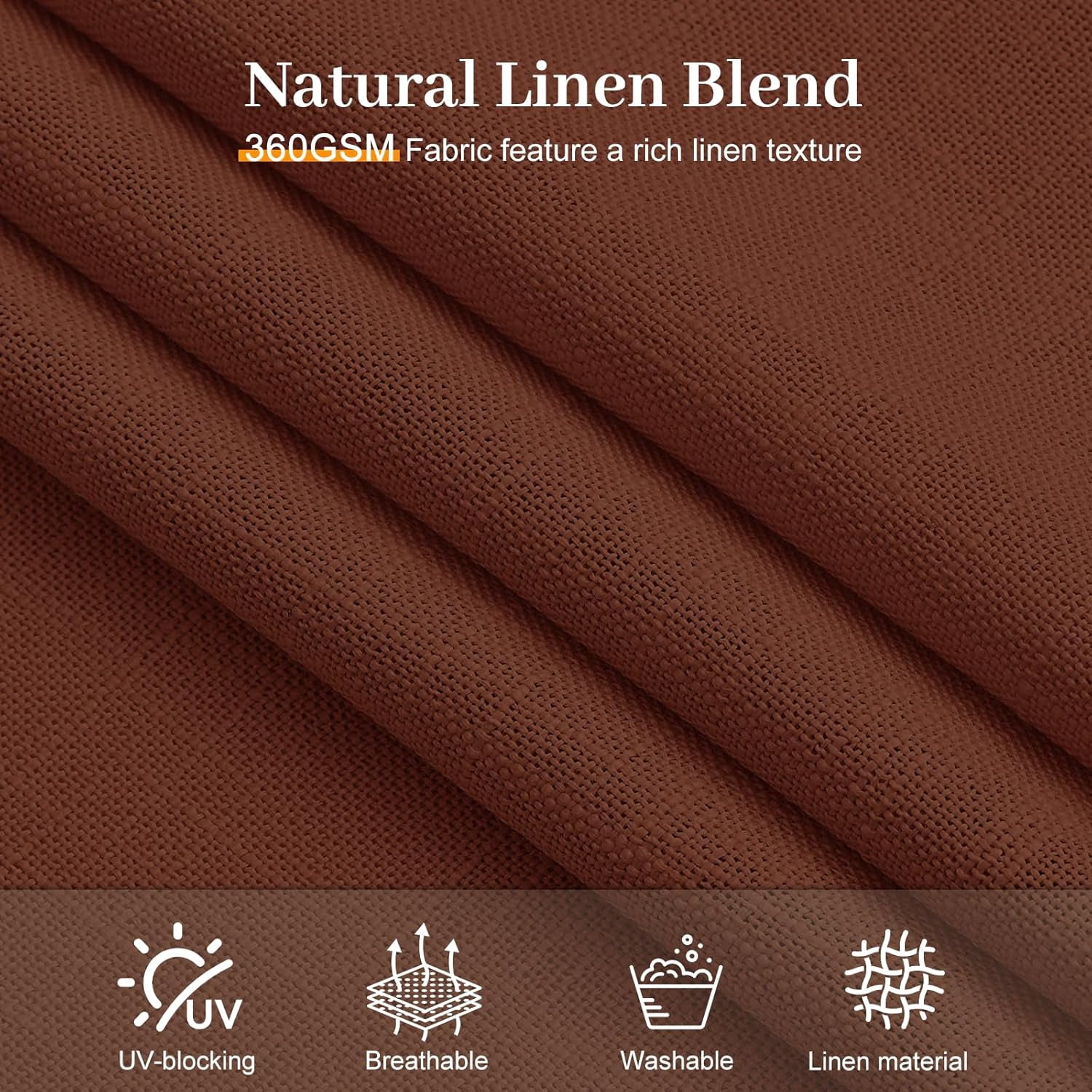 Galenzoov 40×84 inch 2 Panels Pinch Pleated Linen Curtains for Home, Light Filtering Airy & Privacy Protection Breathable Window Drapes for Bedroom, Living room, Office, Chestnut Brown