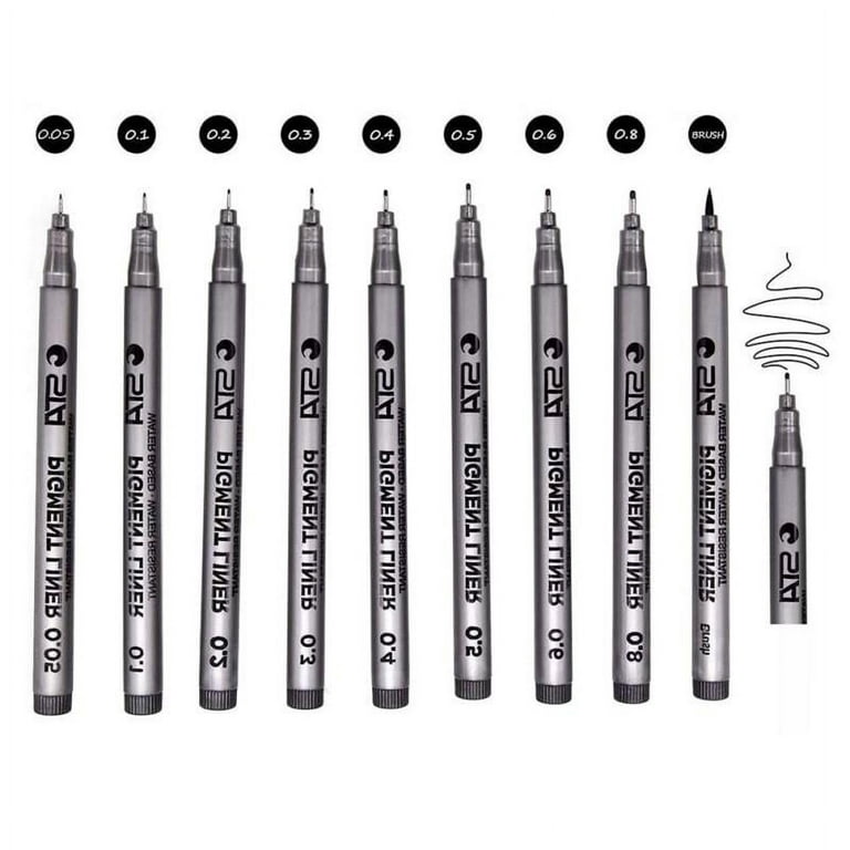 Black Micro-Pen Fineliner Ink Pens Pigment Liner Drawing Pens 0.05