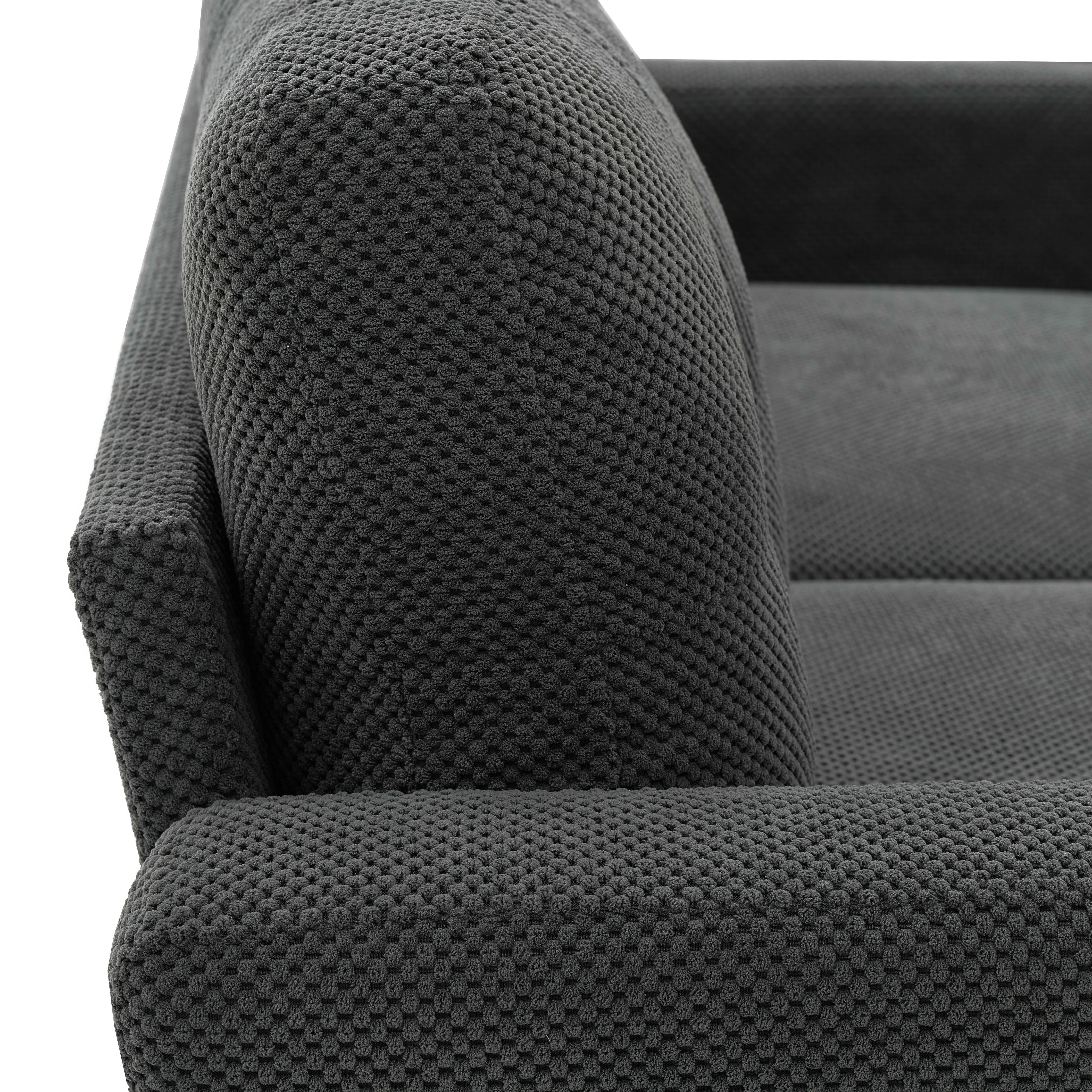 MAYEERTY 65‑Inch Modern Minimalist Two‑Seater Sofa, Nubby Upholstered Loveseat with Sturdy Solid Wood Legs, Mid‑Century Upholstered Couch for Living Room